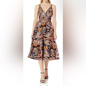 New Vintage confetti sequins rare floral formal cocktail festivemidi dress, Sz M